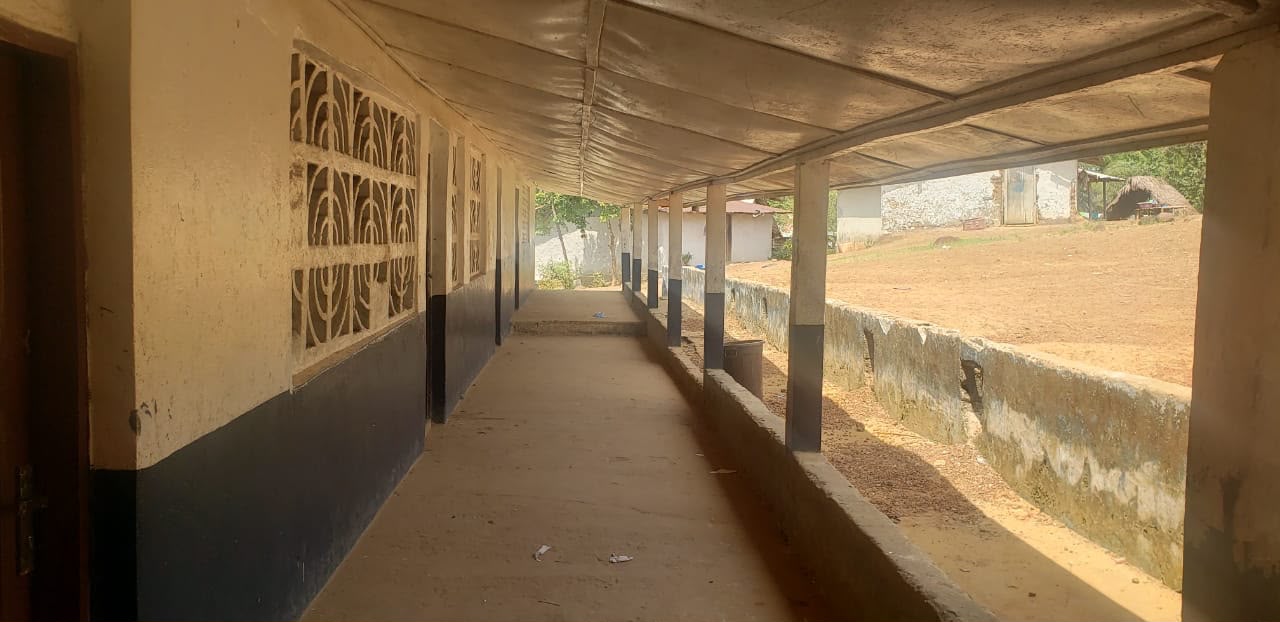 Covered corridor along the classroom block
