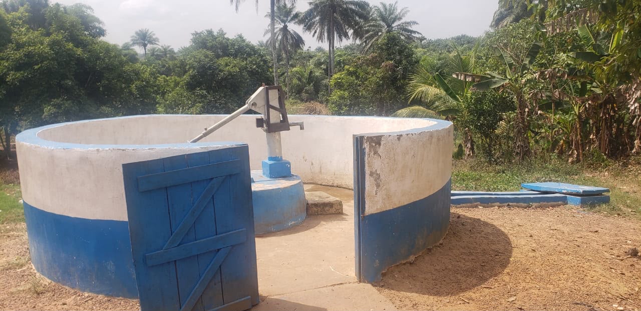 Community hand-pump well serving the school